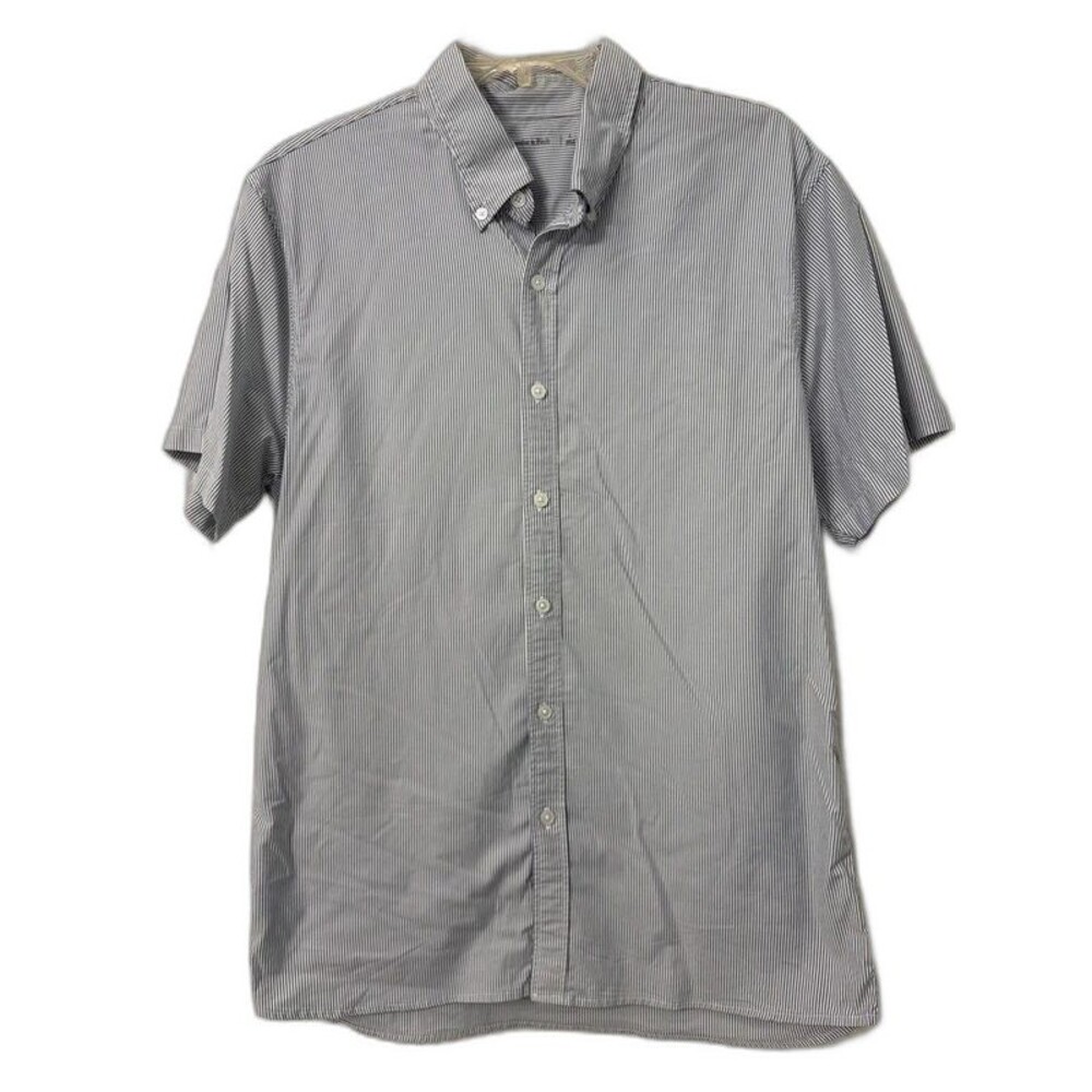 Abercrombie & Fitch Men's Button Down Shirt Blue White Stripe Size L